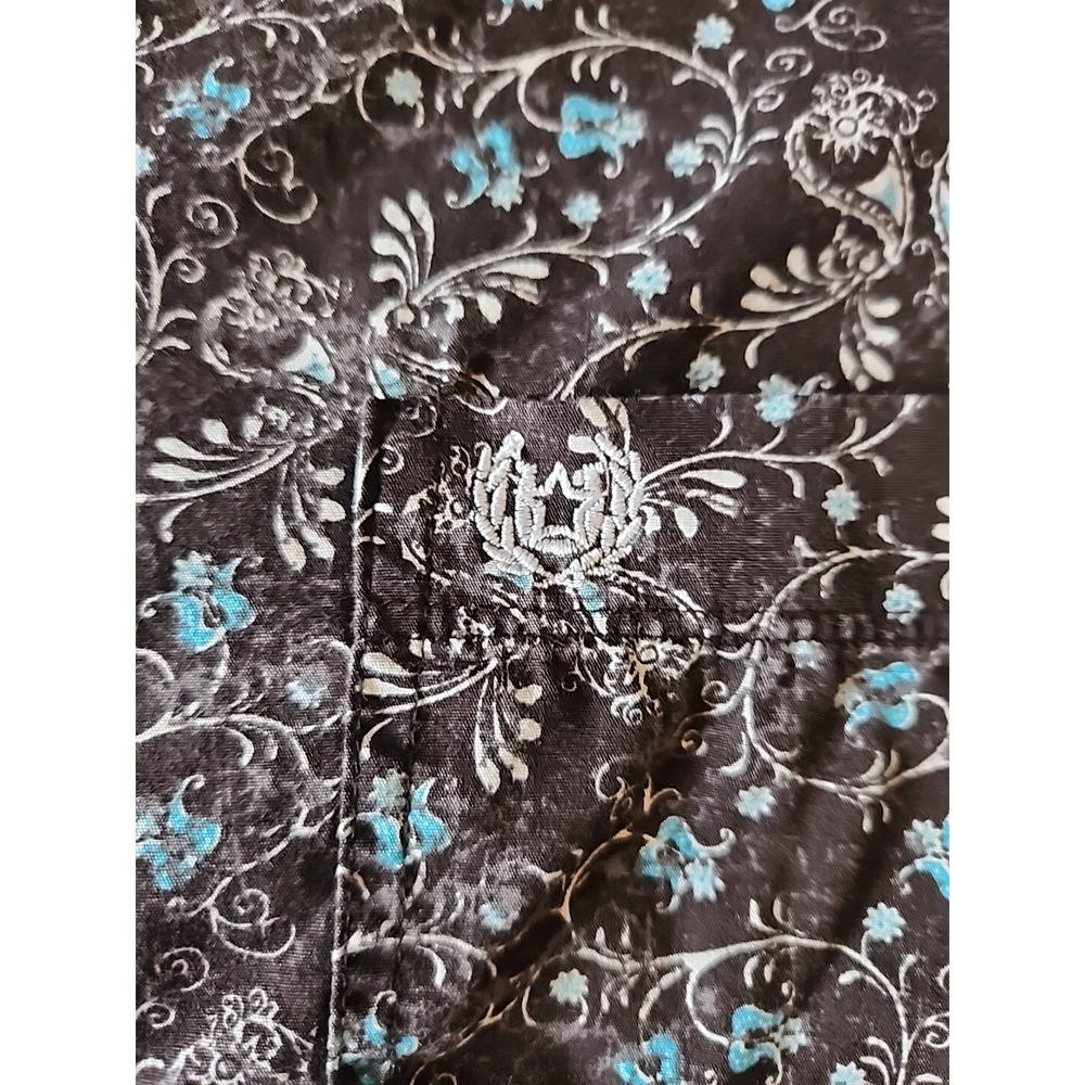 Panhandle Slims Mens Long Sleeve Western Shirt Black With Turquoise Size Large - Picture 4 of 10